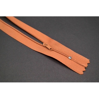Nedeliteľný jemný plastový špirálový zips (veľkosť číslo 3) rôzne farby - dĺžka 12 cm - 60 cm 18 cm Medená