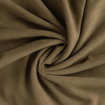 Zateplený semiš SUEDE sherpa stretch - Zelená khaki