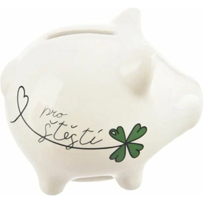 Pokladnička ker. Pro štěstí bílá 10x8,5x9 cm – Zboží Mobilmania