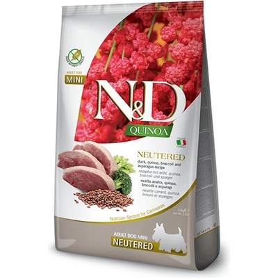 N&D Quinoa Neutered Adult Mini duck, broccoli & asparagus 2,5 kg