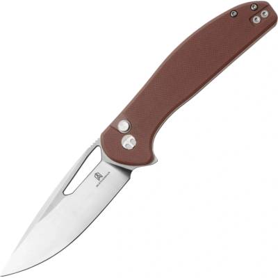 Bestechman Whalefin D2 Flat Stonewash + Satin with Brown G10 handle BMK18C