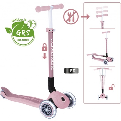 Globber Primo Foldable Lights ECO Berry
