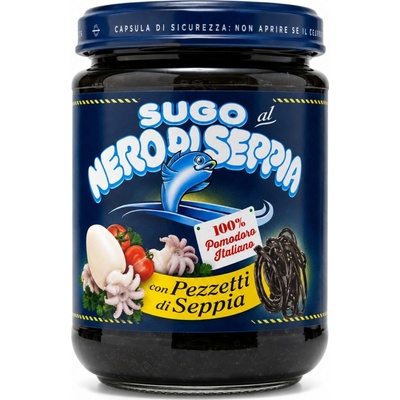 Sugo al Nero di Seppia – paradajková omáčka s atramentom a kúskami sépie L’Isola d’Oro 130 g