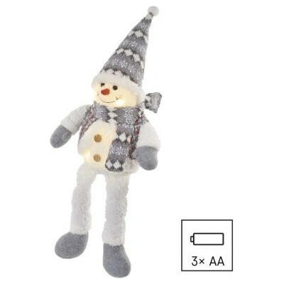 EMOS Lighting LED vianočný snehuliak sediaci 31 cm 3× AA vnút. teplá biela