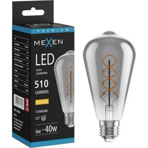 Mexen Vintis Крушка с нажежаема нишка спирала LED E27, ST64, 6W, Топла - 2700K, 510 lm, дим (L162-E27-0627-70)