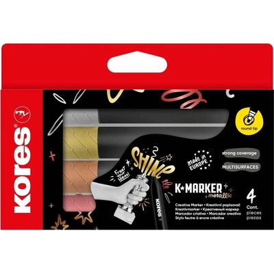 Kores kreativní popisovač K-Marker Metallic set 4 ks, metalické barvy