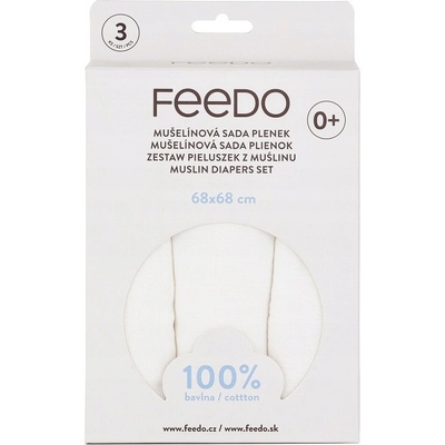 FEEDO Sada mušelínových White 68 x 68 cm 3 ks