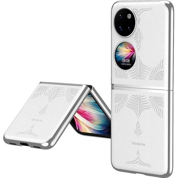GKK Кожен Калъф за Huawei P50 Pocket, GKK Luxury Case, Бял (5901017212864)