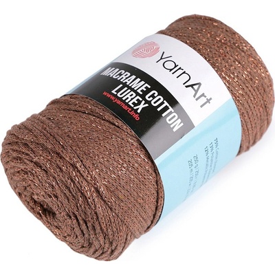 Prima-obchod Pletací příze Macrame Cotton lurex 250 g, barva 9 (742) hnědá světlá