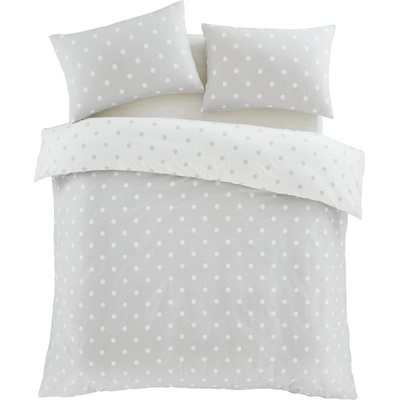 Catherine Lansfield Бяло-сиво единично фланелено спално бельо 135x200 cm Polka Dot - Catherine Lansfield (BD/59102/W/SQS/GY)