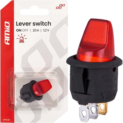 AMiO Prepínač s červeným podsvietením 20A 12V AMiO-04438