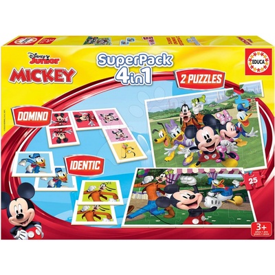 Educa Puzzle Domino a pexeso Mickey and Friends Disney Superpack 2 x 25 dílků