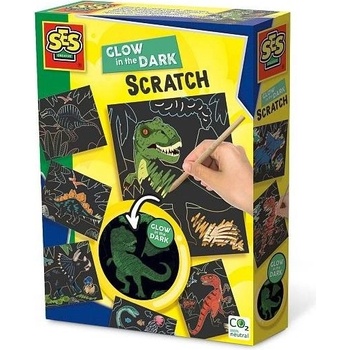 SES Vyškrabávacie obrázky dinosaury svietiace v tme