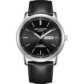 Lee Cooper LC08235.351 Мъжки часовник, Черен- Черен циферблат, Кожена каишка