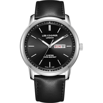 Lee Cooper LC08235.351 Мъжки часовник, Черен- Черен циферблат, Кожена каишка