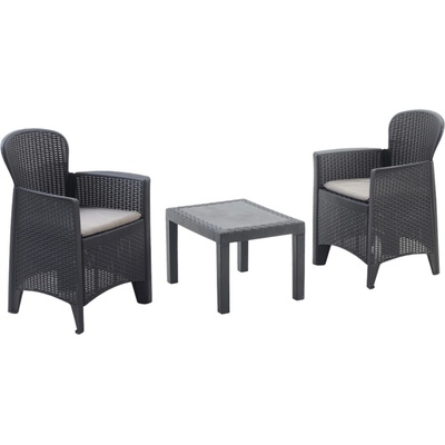 PROGARDEN Záhradný nábytok ratan AKITA sada 3 ks + polstre antracit