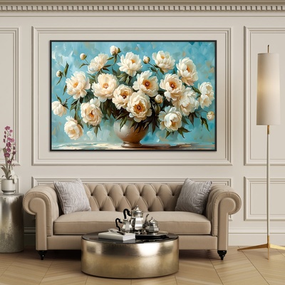 Decono Картина Ваза с Бели Цветя