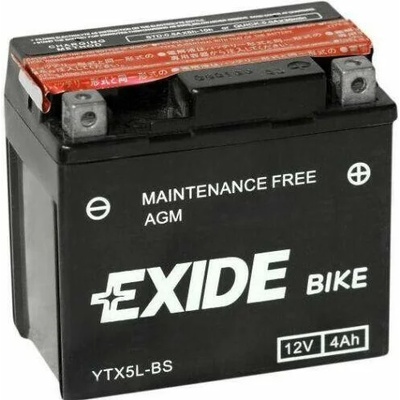 Мото акумулатор EXIDE YTX5L-BS - 12V, 4Ah, AGM, сухо зареден (с електролит) (YTX5L-BS EXIDE)