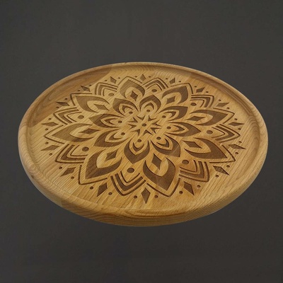 AMADEA Podnos kulatý gravír mandala délka 30cm