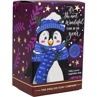 English Soap Company Vianočné tuhé mydlo Tučniak Kadidlo & Myrha 100 g
