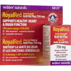 Webber Naturals Тройна комбинация в подкрепа на сърцето и мозъка - Крил масло + Омeга-3 и астаксантин RoyalRed, 120 софтгел капсули (5248 WN)