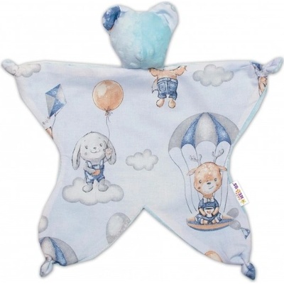 Baby Nellys maznáčik prítulníček Macko Minky + bavlna Lietajúce zvieratká modrý