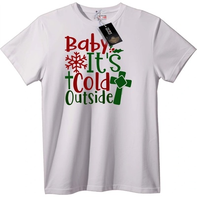 NOONEBRAND Коледна Тениска Baby It's Cold Outside - 2XL, White