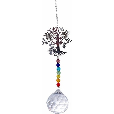 Nefertitis Strom života a koule Feng Shui závěs do okna z kovu a duhového křišťálu NF22526 - cca 30 cm