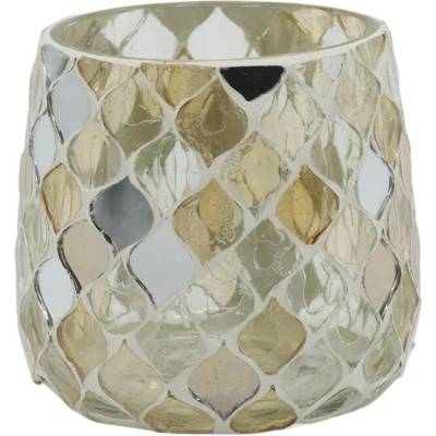 Chic Antique Skleněný svícen Mosaic 8 cm, krémová barva, sklo