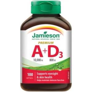 Jamieson Витамин A и D Premium 10000 IU / 800 IU 100 капсули (IP482)