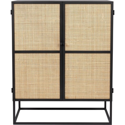 White Label Living Черен ратанов висок скрин 80x100 cm Guuji - White Label (4100068)