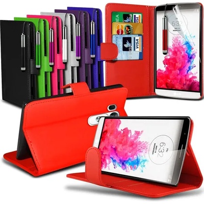 LG G3 D855 Wallet Кожен Калъф + Скрийн Протектор и Стилус