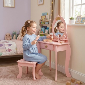 Pepita Дървена тоалетка Pepita за малки момичета с аксесоари - Розова (W08H206B)