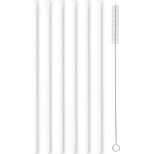 Vialli Design Sada 6 bielych sklenených slamiek 20 cm