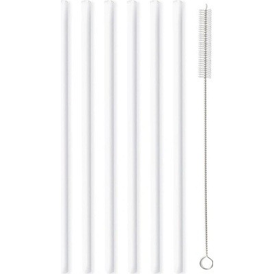 Vialli Design Sada 6 bielych sklenených slamiek 20 cm