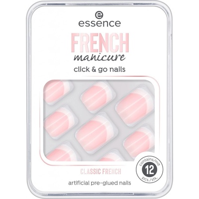 Essence French Manicure Click & Go Nails umelé nechty 01 Classic French 12 ks