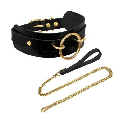 KINKY DIVA O-Ring Front Collar Black Gold