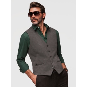 Ombre Clothing Класически мъжки елегантен жилет SLIM FIT с рибена кост - графитен V2 V65 Ombre Clothing Ombre Clothing | Siv | МЪЖЕ | S