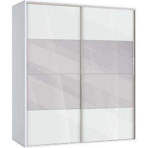 Bogdan Furniture G Двукрилен гардероб с плъзгащи врати Мебели Богдан Модел bm-ava 51, бял гланц с бяло