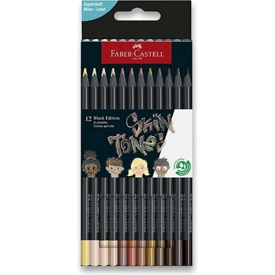 Pastelky Black Edition Faber-Castell Pleťové odstíny 12 ks - papírová krabička