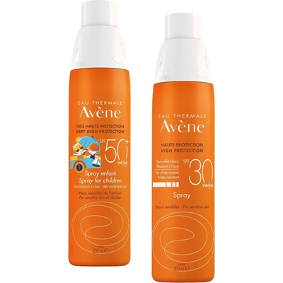 Avène Sun Комплект - Спрей за възрастни SPF30 и Cпрей за деца, SPF50+, 2 х 200 ml