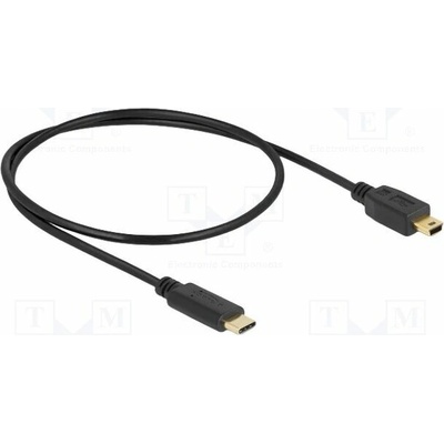 Delock 83335 USB 2.0; USB B mini vidlice USB C vidlice zlacený 0,5m