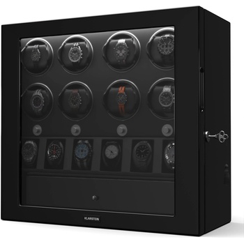 Klarstein Навивател за часовници ChronoVault, 8+6 часовника, веган, висок гланц, 4 режима, двигател Mabuchi, LED, гнездо (WW4-ChronoVault8+6Bl) (WW4-ChronoVault8+6Bl)