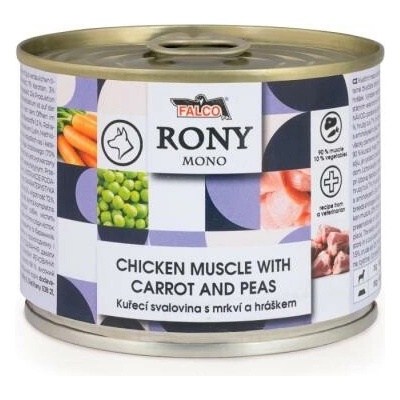 Rony Mono s kuracím mäsom, mrkvou a hráškom 15 x 200 g