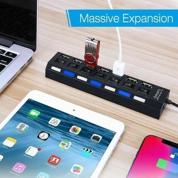 USB Hub разклонител със 7 порта и индивидуални ключове, до 480Mbps (7-Hub)