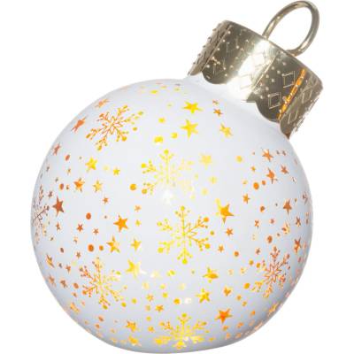 Winteria Vánoční skleněná ozdobná koule na stromeček s LED osvětlením, motiv hvězdiček, Ø 12 × 14 cm, bílá bílý