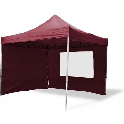 Garthen 4277 Zahradní párty stan nůžkový PROFI 3x3 m vínový + 4 boční stěny