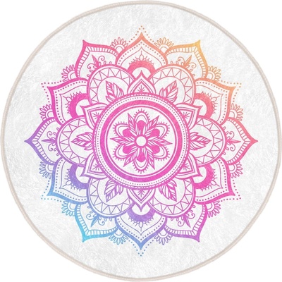 Mila Home Бяло-розов кръгъл килим подходящ за пране и за прахосмукачки роботи ø 80 cm Comfort - Mila Home (HaliYuv-Comfort-5136-80x80)