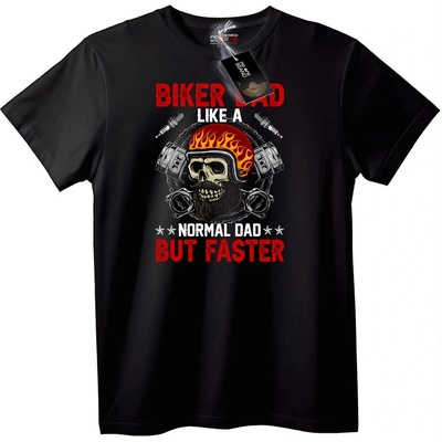 NOONEBRAND Тениска Байкър татко: Като нормален, но бърз - 5XL, Black