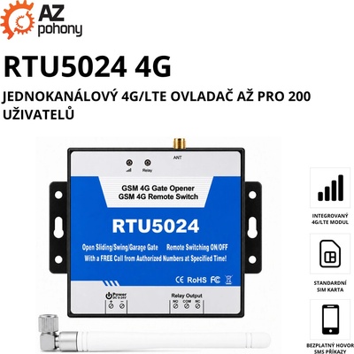 RTU5024 4G - jednokanálový 4G/LTE ovladač až pro 200 uživatelů